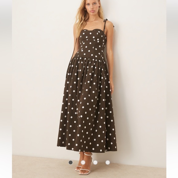 ASOS Dresses & Skirts - ASOS structured tie strap dropped waist midi dress in brown spot print